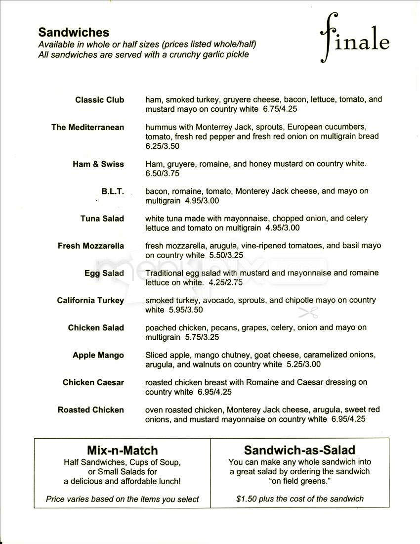 Finale Harvard Square - Cambridge, MA menu_pic