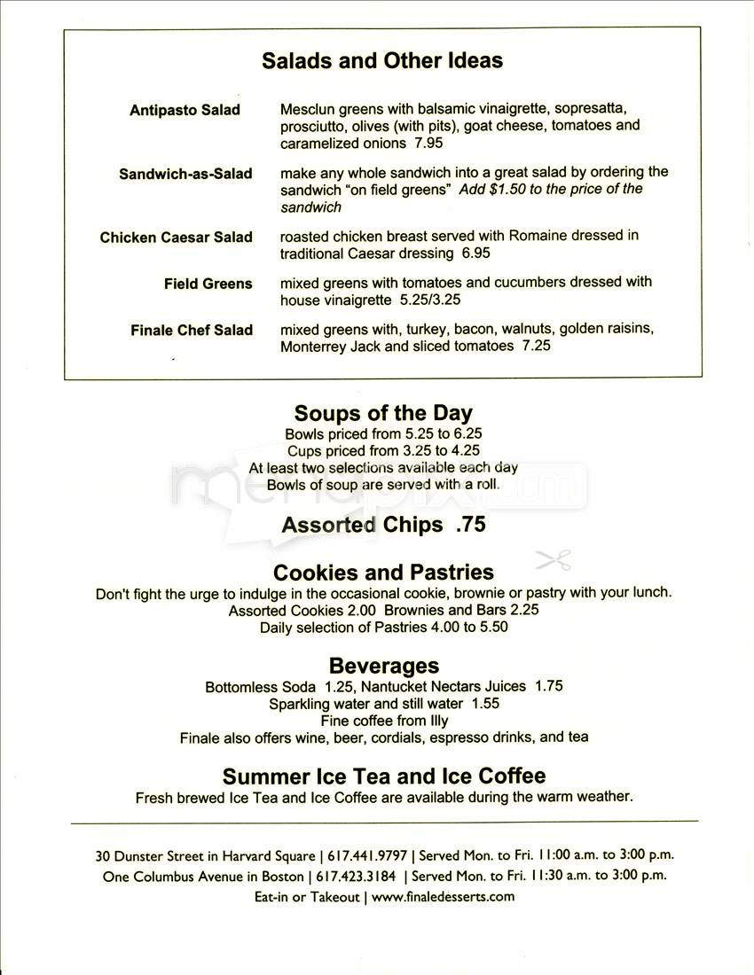 Finale Harvard Square - Cambridge, MA menu_pic