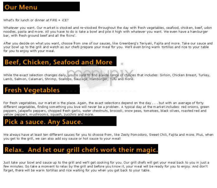 Fire & Ice - Frisco, TX menu_pic