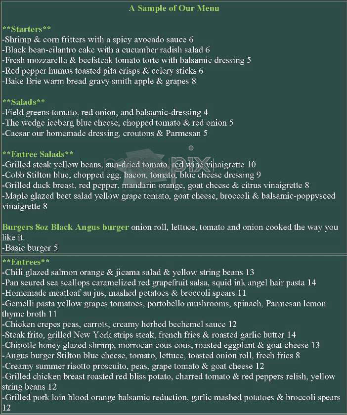 Firefly American Bistro - Boston, MA menu_pic