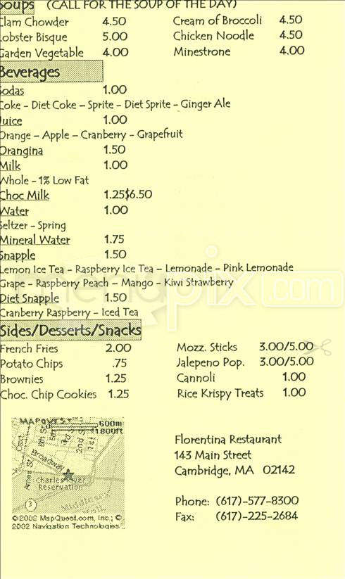 Florentina - Cambridge, MA menu_pic