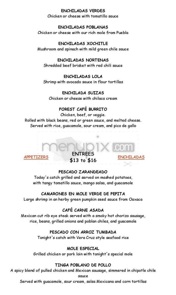 Forest Cafe - Cambridge, MA menu_pic