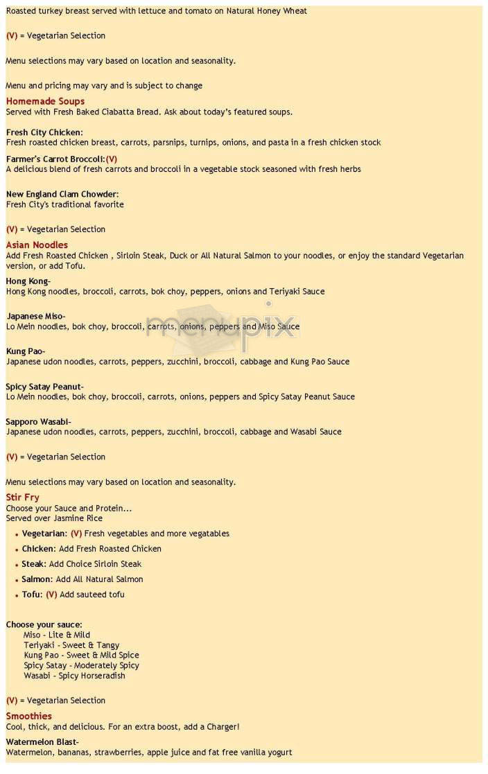 Fresh City - Boston, MA menu_pic