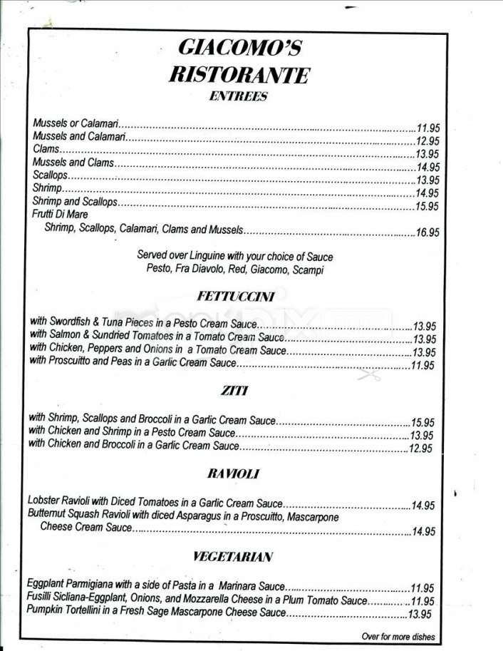 Giacomo's - Boston, MA menu_pic