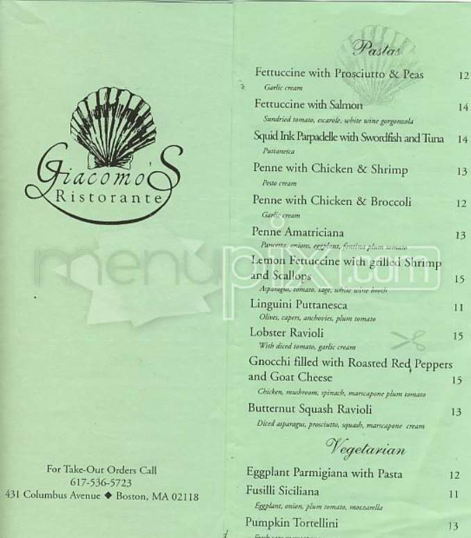 Giacomo's - Boston, MA menu_pic