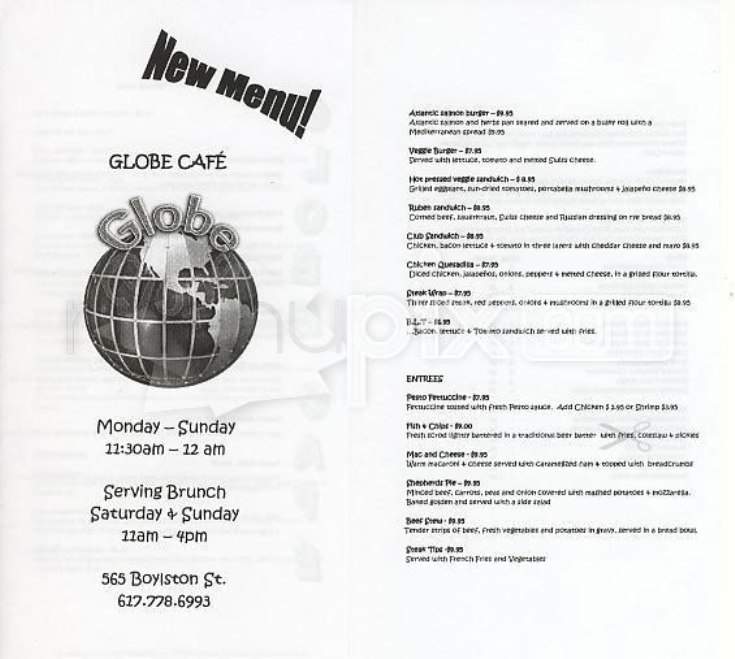 Globe Cafe - Boston, MA menu_pic