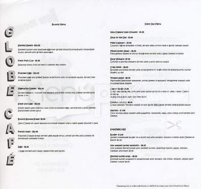Globe Cafe - Boston, MA menu_pic