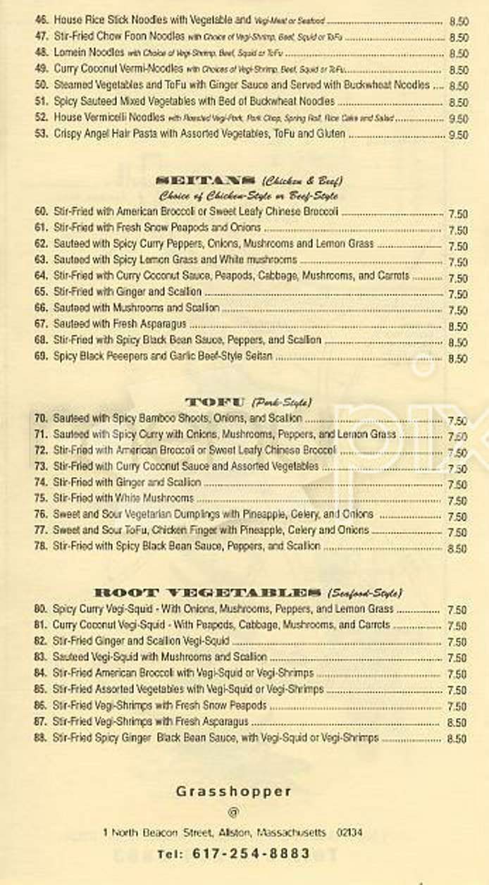 Grasshopper Restaurant - Allston, MA menu_pic