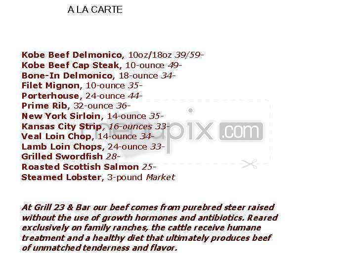 Grill 23 & Bar - Boston, MA menu_pic
