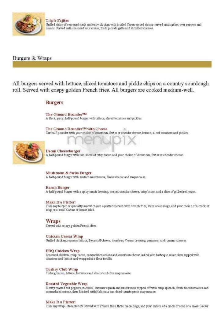 The Ground Round - Cambridge, MA menu_pic