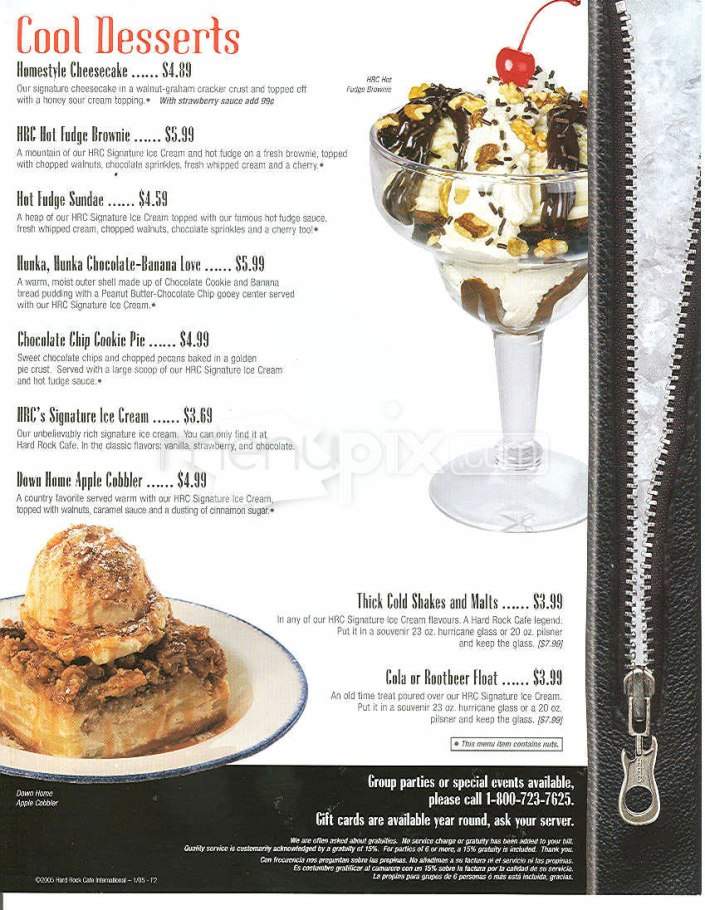 Hard Rock Cafe - Tampa, FL menu_pic