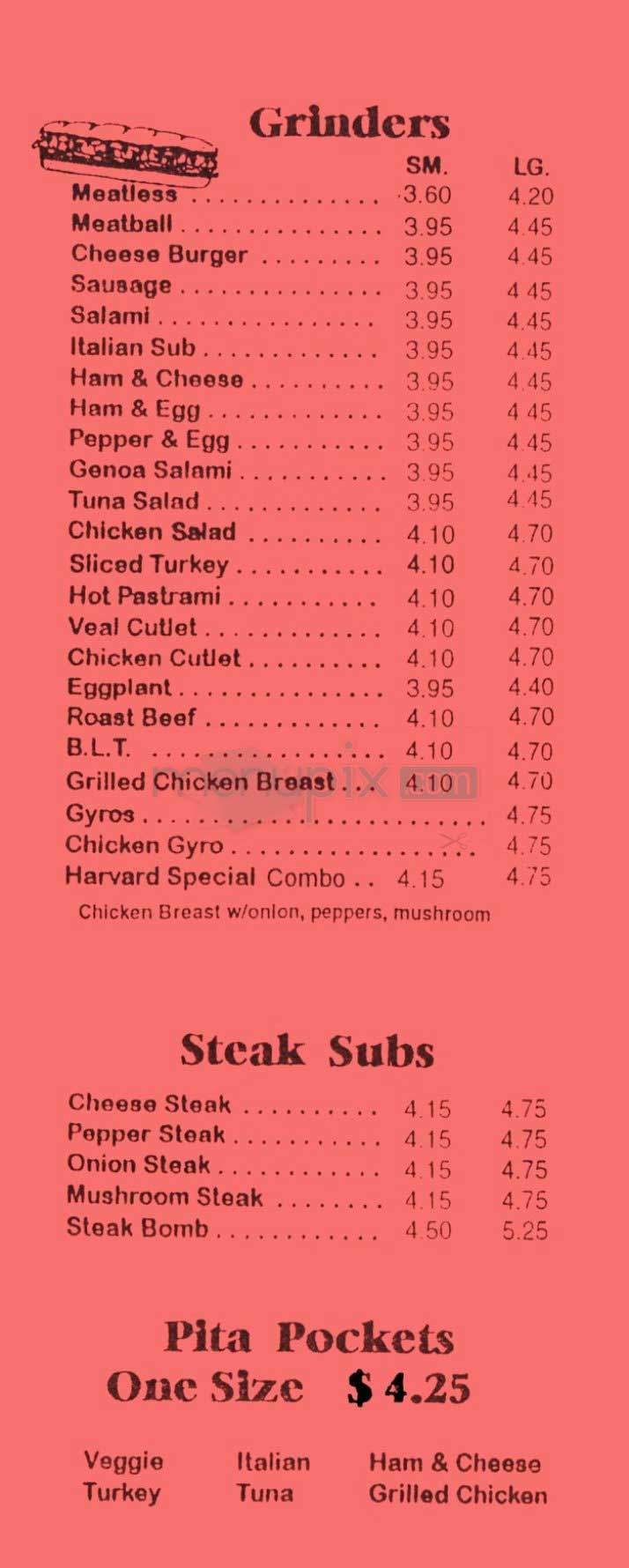 Harvard House Of Pizza - Cambridge, MA menu_pic