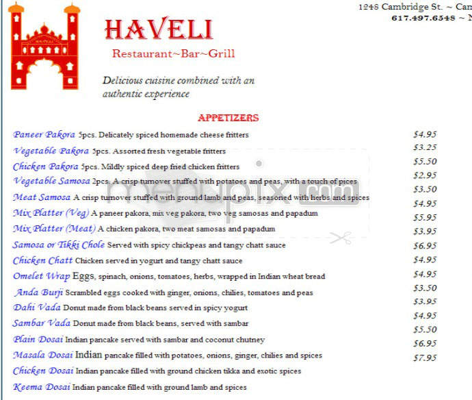 Haveli - Cambridge, MA menu_pic