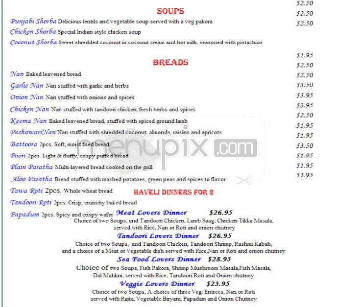 Haveli - Cambridge, MA menu_pic