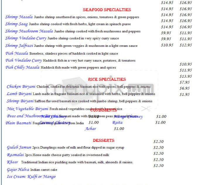 Haveli - Cambridge, MA menu_pic