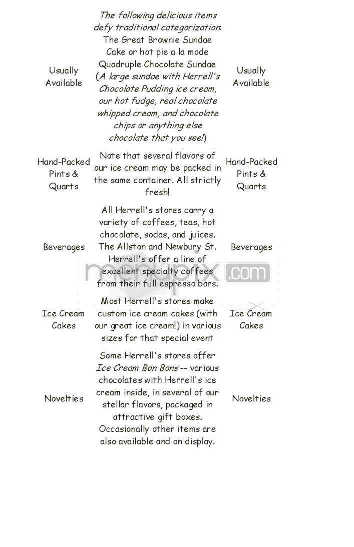 Herrell's Ice Cream - Allston, MA menu_pic
