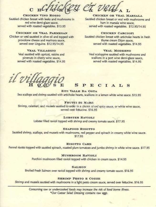 Il Villaggio - Boston, MA menu_pic