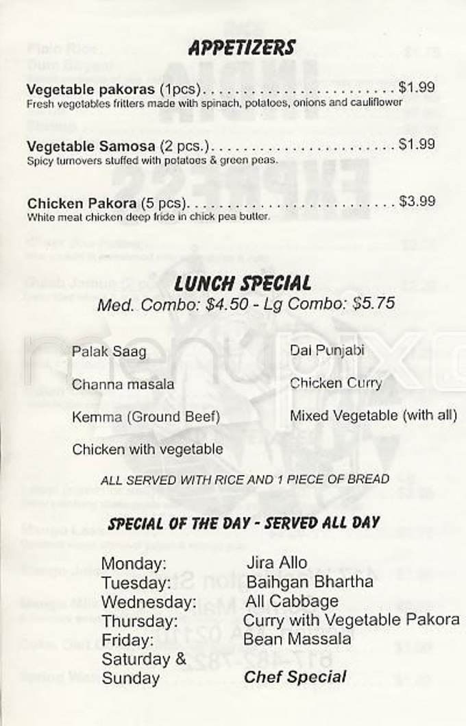 India Express - Boston, MA menu_pic