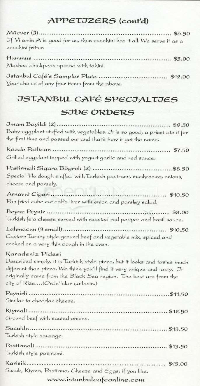 Istanbul Cafe - Brighton, MA menu_pic