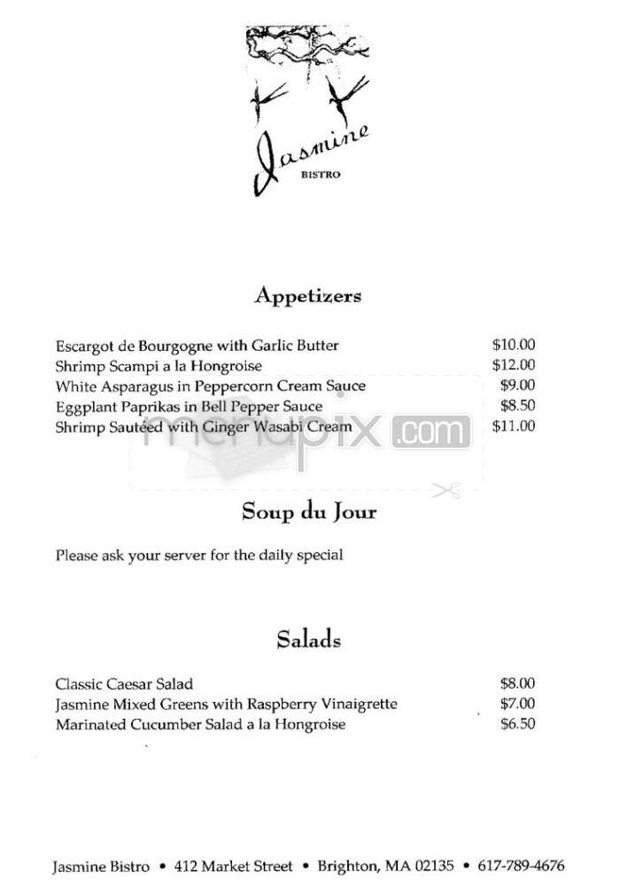 Jasmine Bistro - Brighton, MA menu_pic