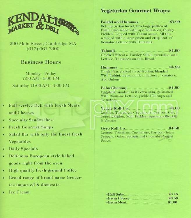 Kendall Market & Deli - Cambridge, MA menu_pic
