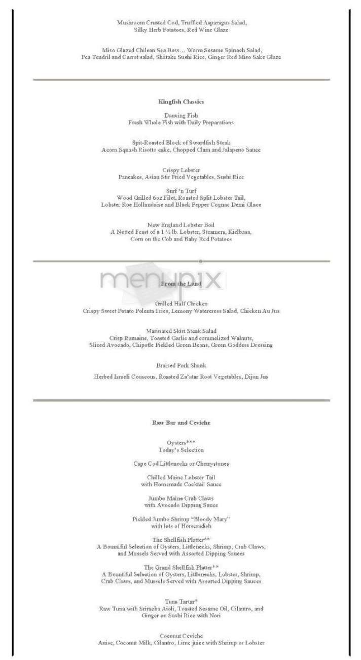 Kingfish Hall - Boston, MA menu_pic