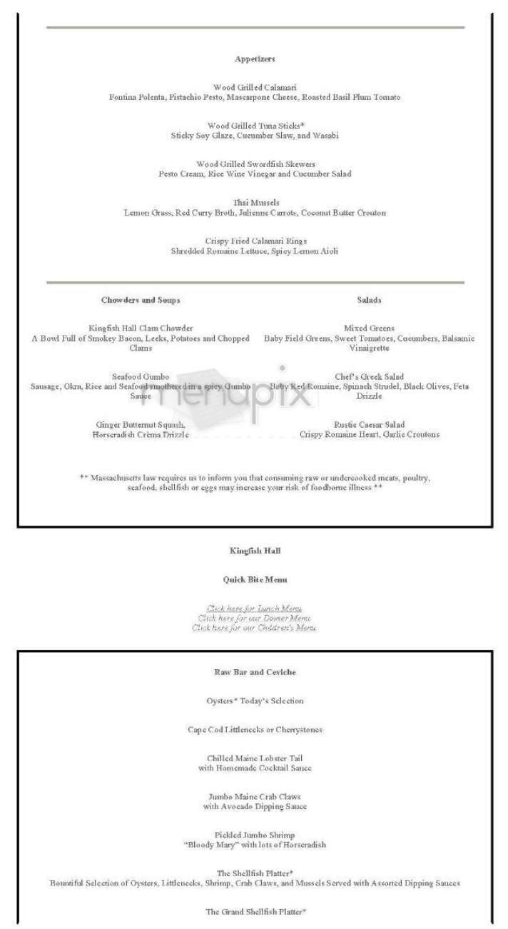 Kingfish Hall - Boston, MA menu_pic