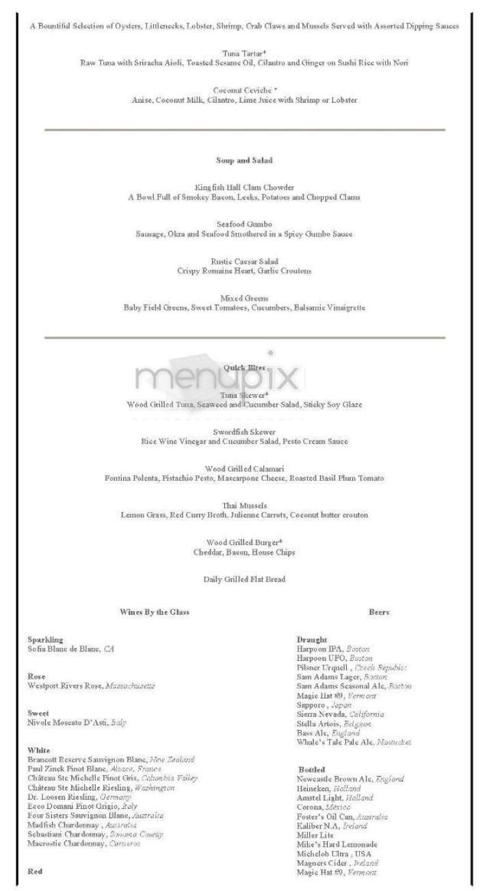 Kingfish Hall - Boston, MA menu_pic
