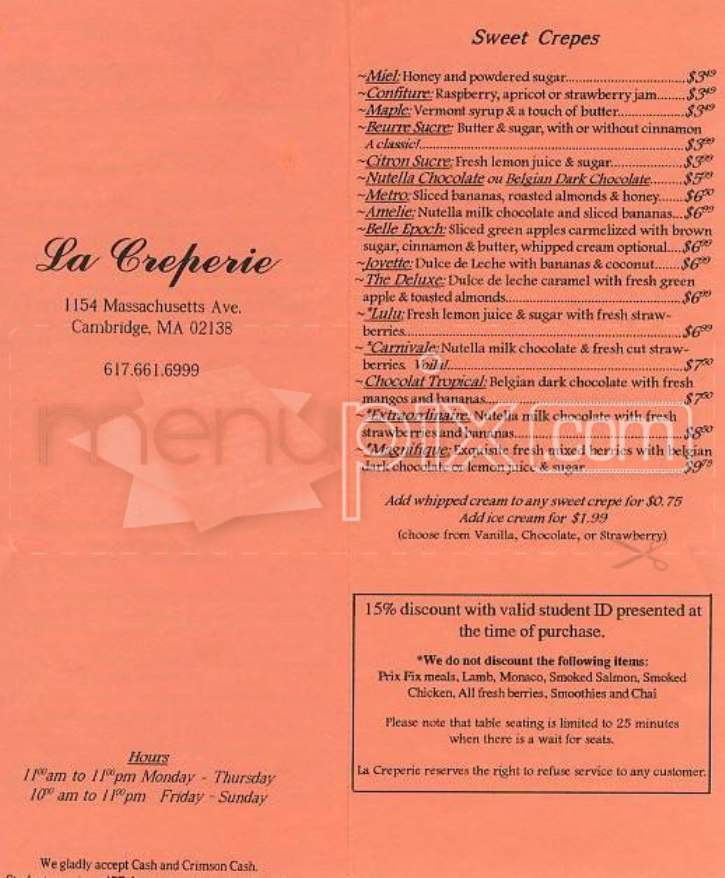 La Creperie - Cambridge, MA menu_pic