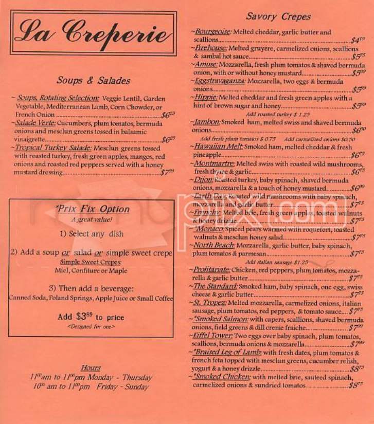 La Creperie - Cambridge, MA menu_pic