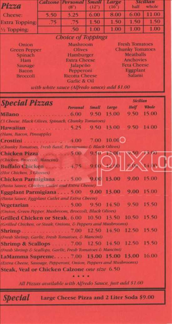 La Mamma Pizza, Pasta & More - Allston, MA menu_pic