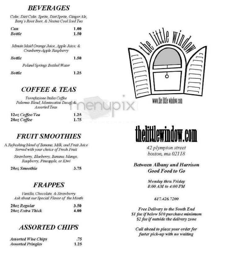 The Little Window - Boston, MA menu_pic
