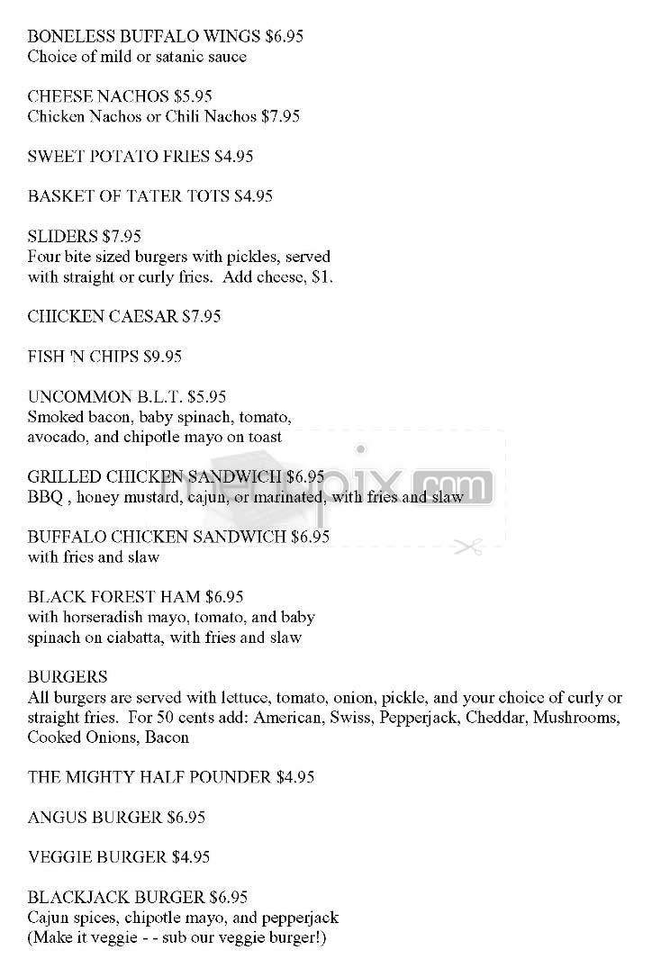 Lizard Lounge - Cambridge, MA menu_pic