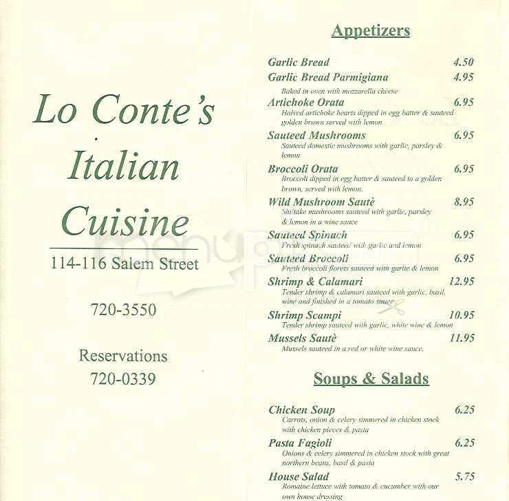 Lo Conte's Italian Cuisine - Boston, MA menu_pic