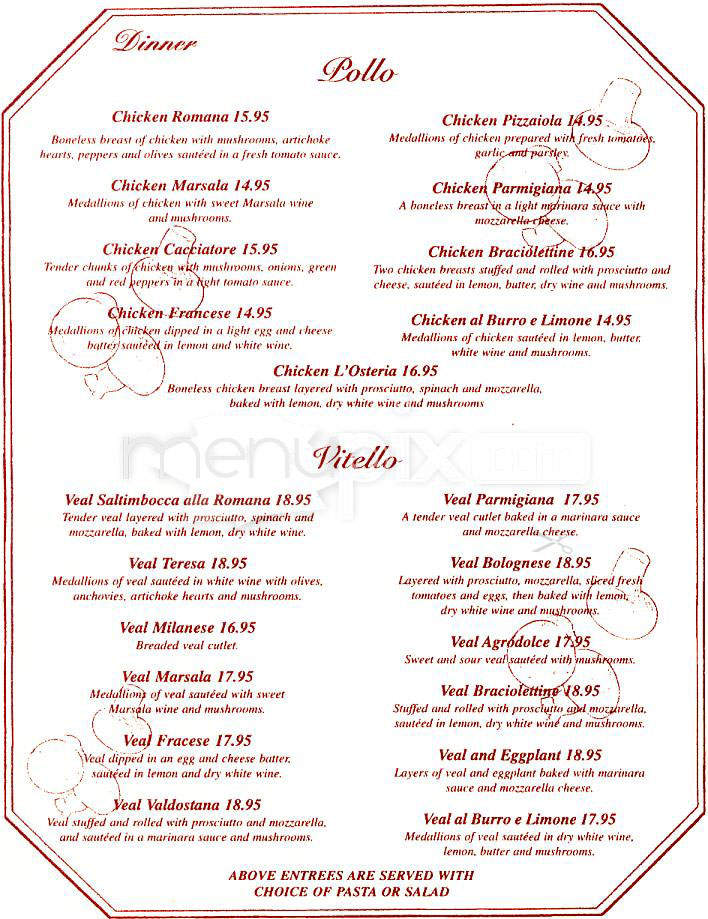 L'Osteria Ristorante - Boston, MA menu_pic