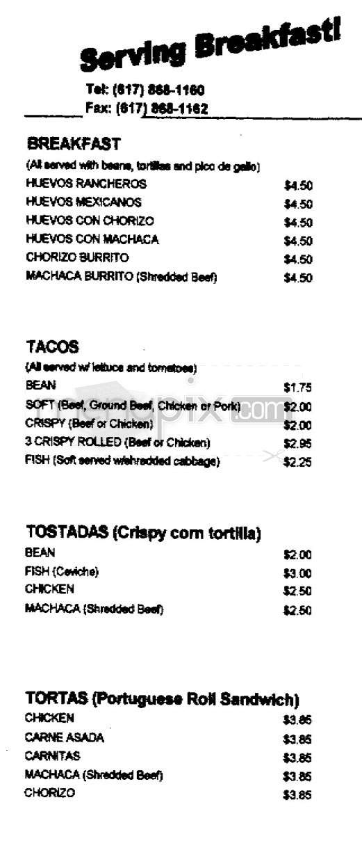 Maria Bonita - Cambridge, MA menu_pic
