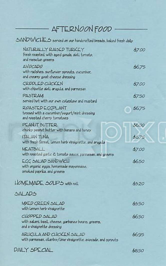 Mariposa Bakery - Cambridge, MA menu_pic