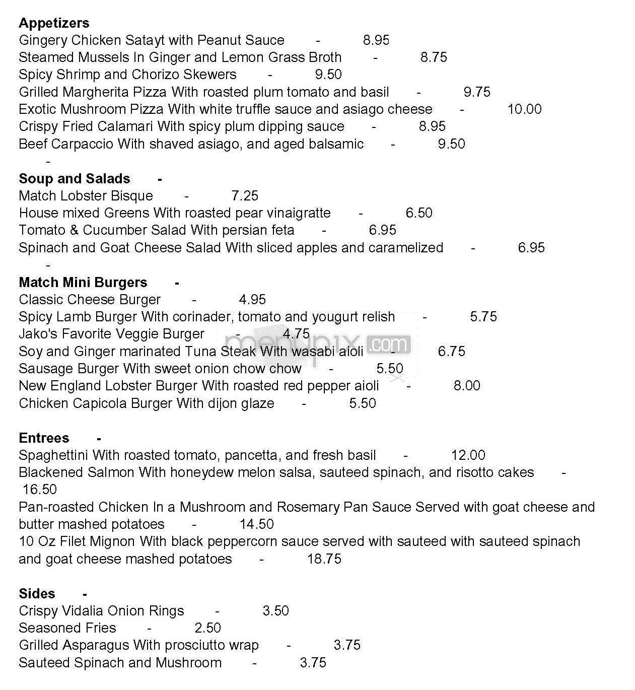 Match - Boston, MA menu_pic