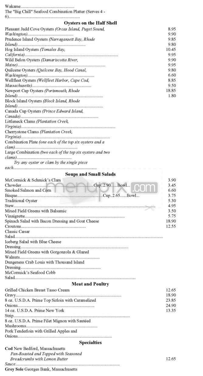McCormick & Schmick's - Boston, MA menu_pic