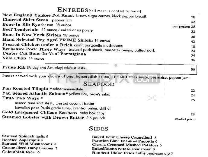 The Metropolitan Club - Chestnut Hill, MA menu_pic