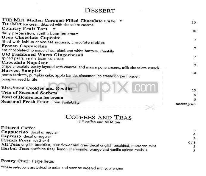 The Metropolitan Club - Chestnut Hill, MA menu_pic