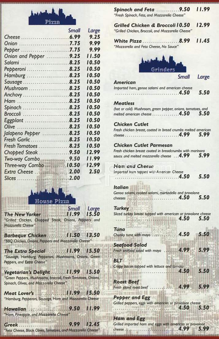 Menu of New York Pizza in Chattanooga, TN 37412