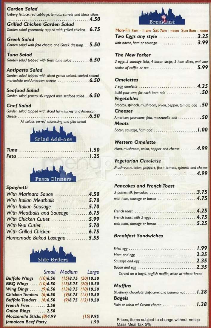 Menu of New York Pizza in Chattanooga, TN 37412