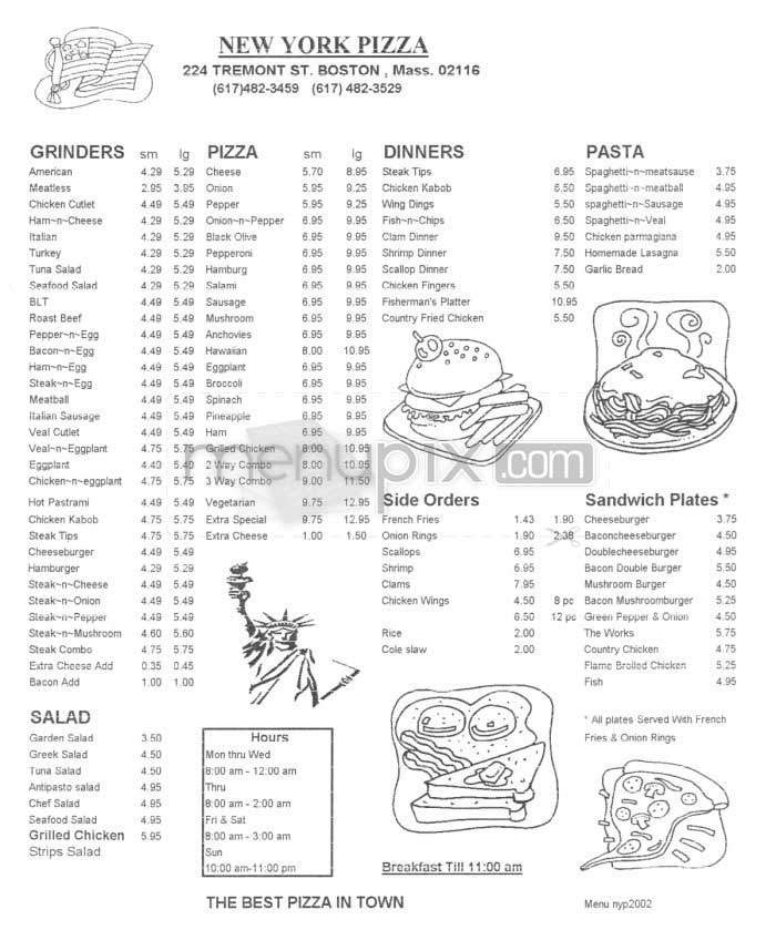 New York Pizza - Boston, MA menu_pic
