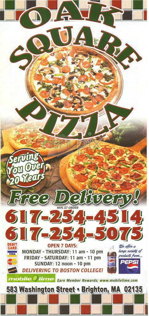Oak Square Pizza - Brighton, MA menu_pic