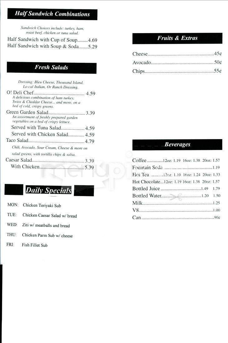 O! Deli - Boston, MA menu_pic