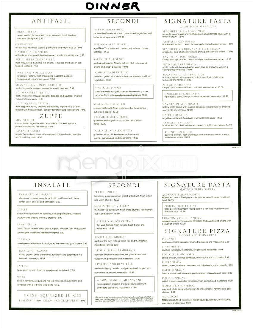 Papa Razzi - Cambridge, MA menu_pic