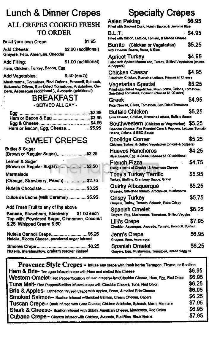 Paris Creperie - Boston, MA menu_pic