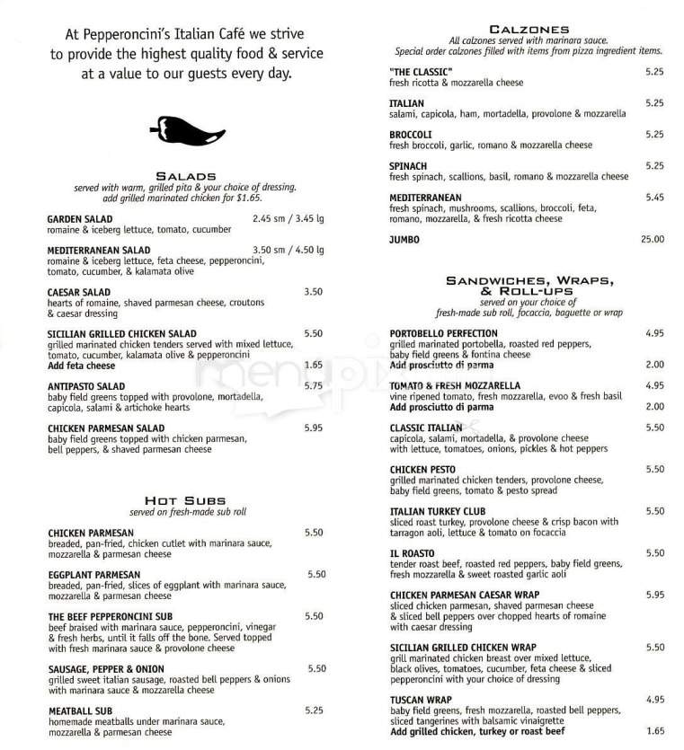 Pepperoncini's Italian Cafe - Boston, MA menu_pic