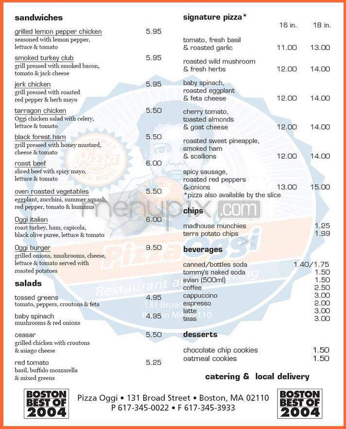 Pizza Oggi - Jamaica Plain, MA menu_pic